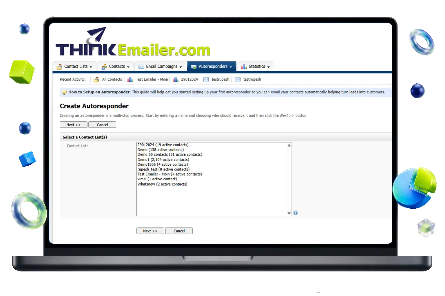 ThinkEmailer Autoresponder Dashboard Interface